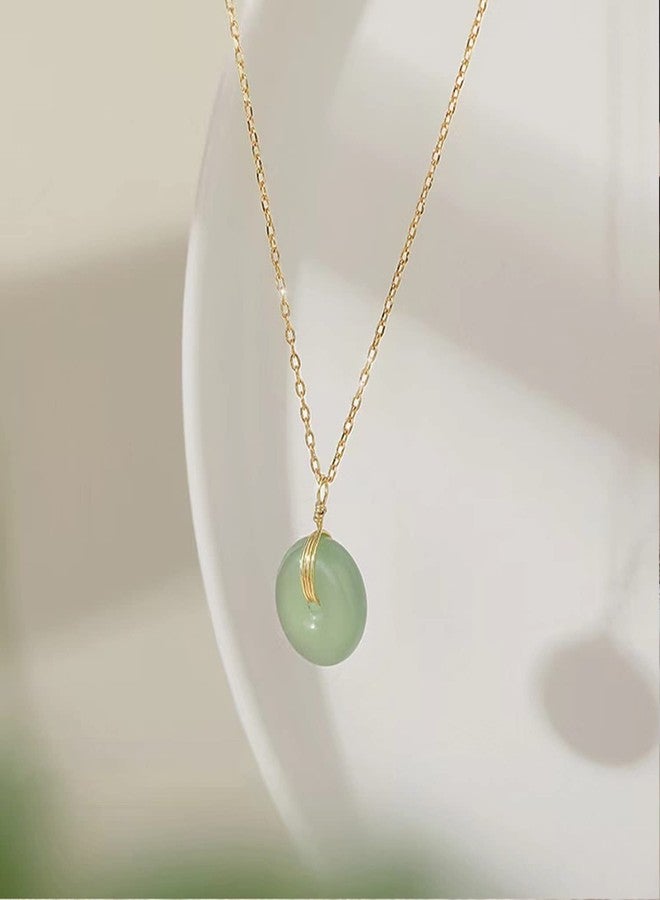 GACEMIU Jade Necklace 925 Sterling Silver 14K Gold Plated Pendant Necklaces for Women Natural Green Hetian Jade Necklace Jewelry Gift for Women - Image 5